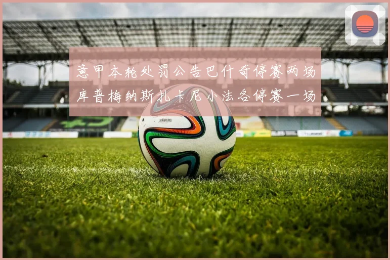 意甲本轮处罚公告巴什奇停赛两场库普梅纳斯扎卡尼小法各停赛一场