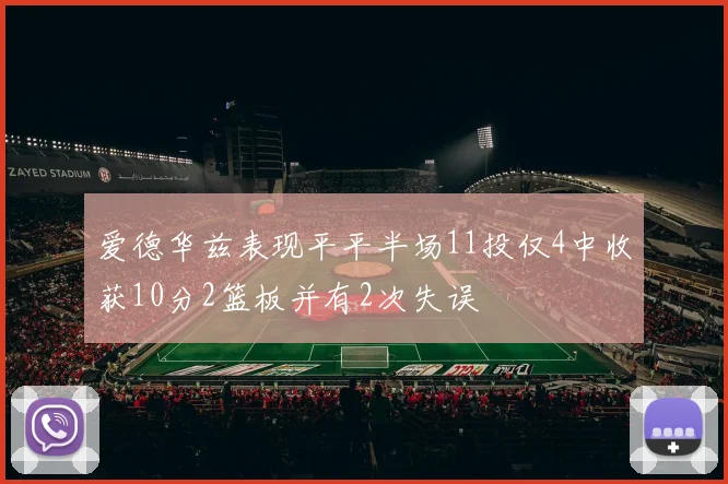爱德华兹表现平平半场11投仅4中收获10分2篮板并有2次失误